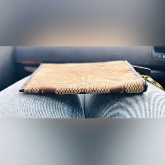 Coach Tan and Brown Signature Canvas Keychain Wallet - Picture 8 of 10